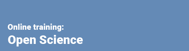 White text on blue background saying Online training: Open Science