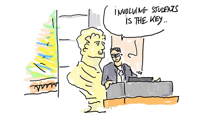 Illustration by Benoit Raucent from the UiO Aula, 2024