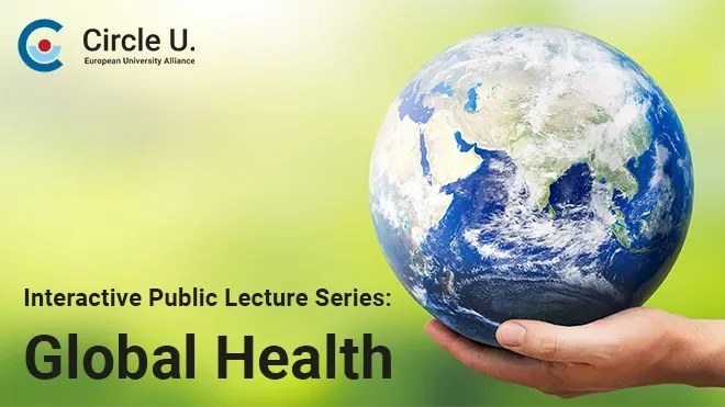 Global Health illustration with a globe in a hand