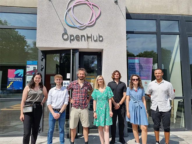 Entrepreneurs outside the OpenHub building, 2023