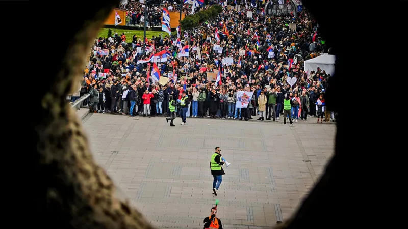 Protesting students in Belgrade. Photo: Vladimir Vojnak, Circle U. Student Ambassador in Belgrade