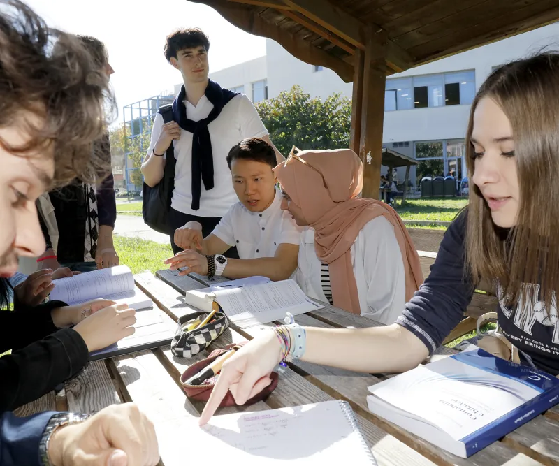 Students in a garden