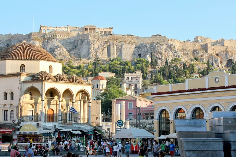 People walking in the streets of Athens during daytime