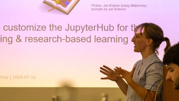 Speaker at an event on AI