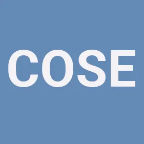 COSE written in white on a light blue background