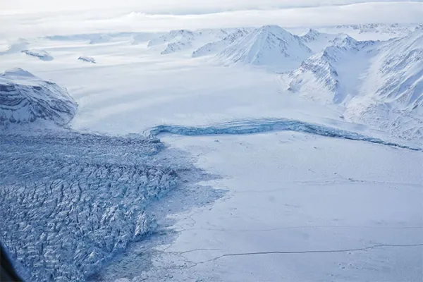 Aerial photo of a glacier