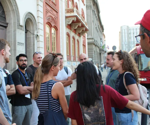 Group of students outside the University of Belgrade