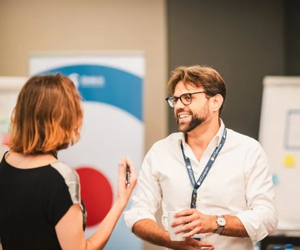 Two researchers in conversation